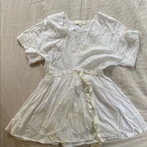 LoveShackFancy White Eyelet Mini Dress